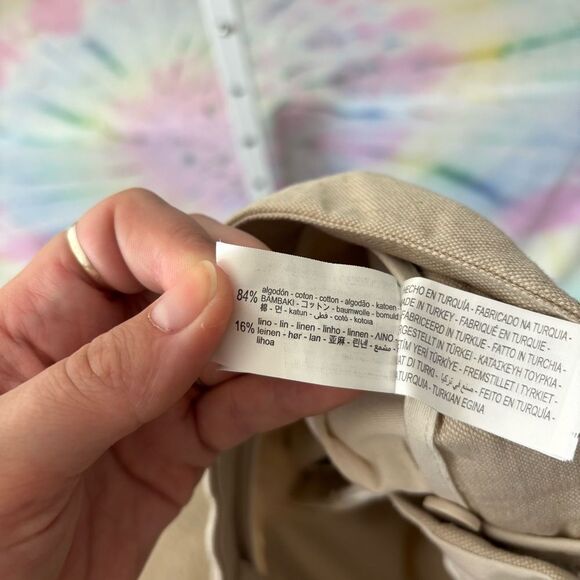 ZARA size 30 Men's Cream Shorts linen blend flat front preppy summer shorts - Picture 5 of 5